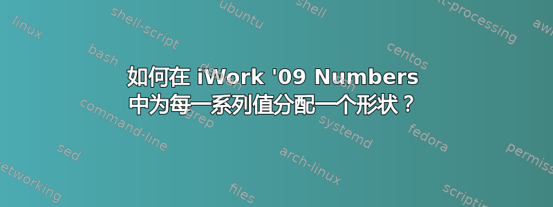 如何在 iWork '09 Numbers 中为每一系列值分配一个形状？