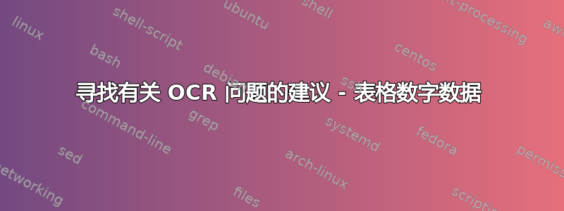 寻找有关 OCR 问题的建议 - 表格数字数据