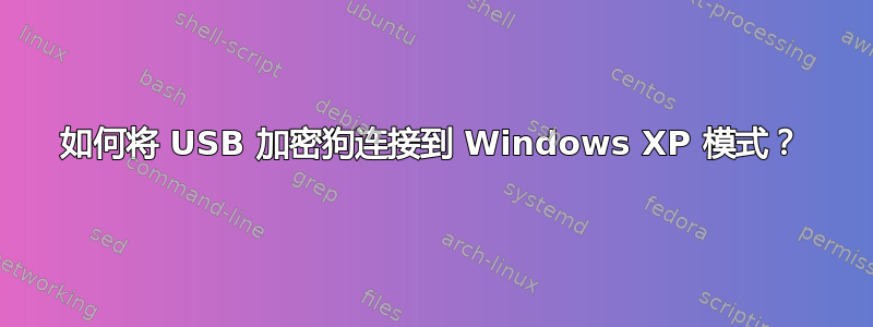 如何将 USB 加密狗连接到 Windows XP 模式？