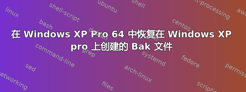 在 Windows XP Pro 64 中恢复在 Windows XP pro 上创建的 Bak 文件