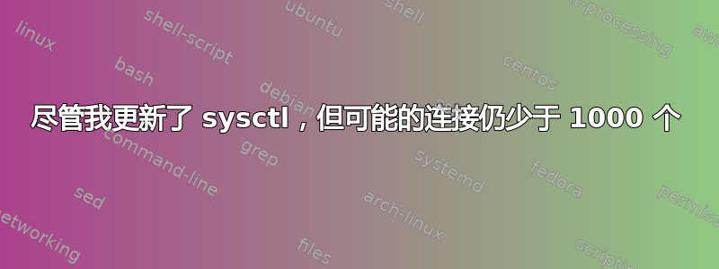 尽管我更新了 sysctl，但可能的连接仍少于 1000 个