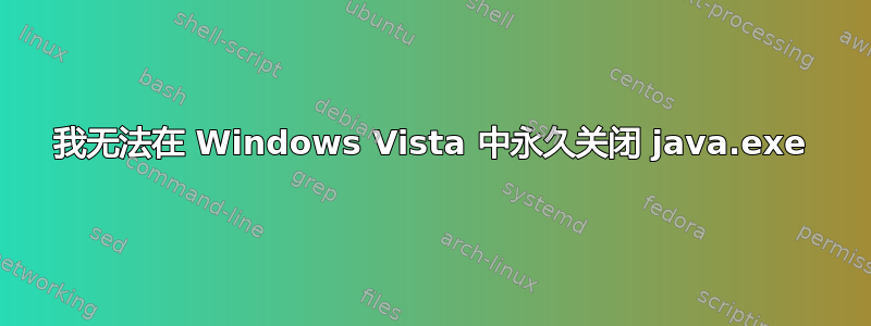 我无法在 Windows Vista 中永久关闭 java.exe