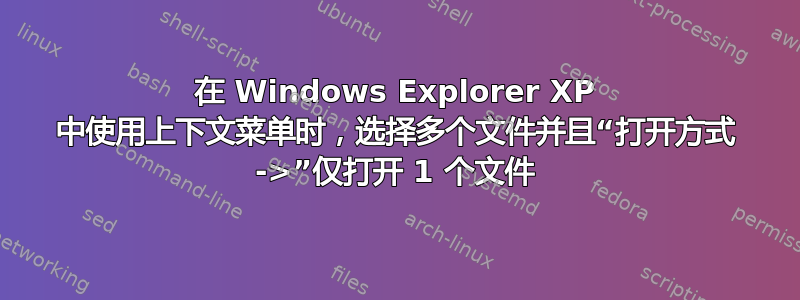 在 Windows Explorer XP 中使用上下文菜单时，选择多个文件并且“打开方式 ->”仅打开 1 个文件