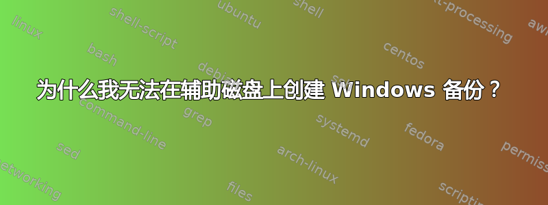 为什么我无法在辅助磁盘上创建 Windows 备份？