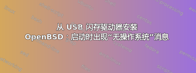 从 USB 闪存驱动器安装 OpenBSD：启动时出现“无操作系统”消息