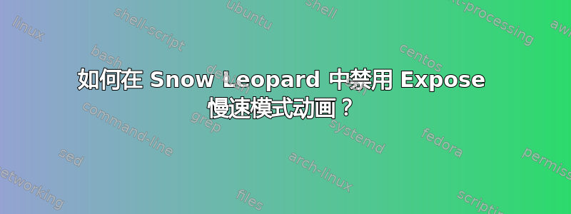 如何在 Snow Leopard 中禁用 Expose 慢速模式动画？