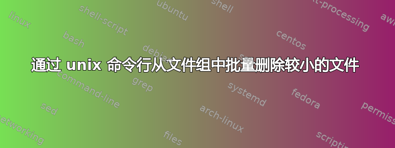 通过 unix 命令行从文件组中批量删除较小的文件