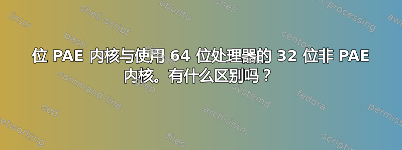 32 位 PAE 内核与使用 64 位处理器的 32 位非 PAE 内核。有什么区别吗？