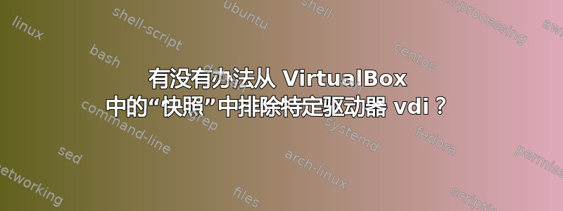 有没有办法从 VirtualBox 中的“快照”中排除特定驱动器 vdi？