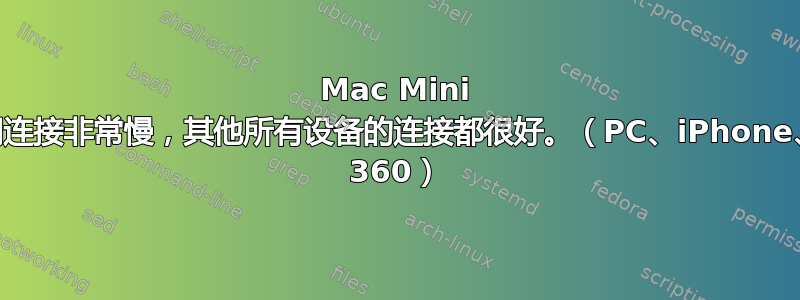 Mac Mini 的互联网连接非常慢，其他所有设备的连接都很好。（PC、iPhone、Xbox 360）