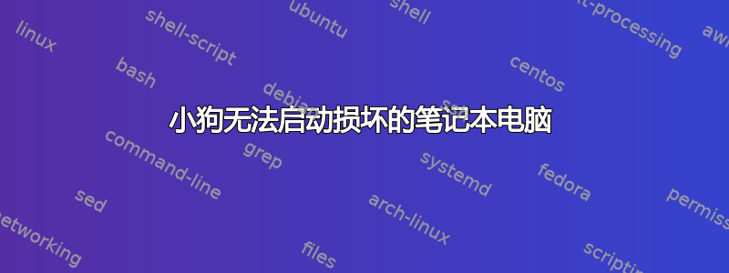 小狗无法启动损坏的笔记本电脑