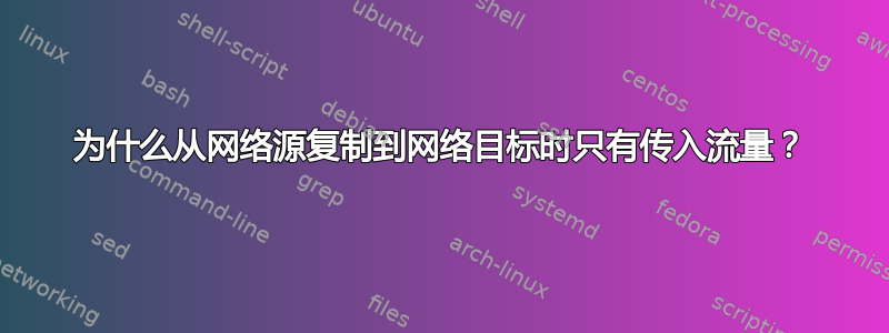 为什么从网络源复制到网络目标时只有传入流量？