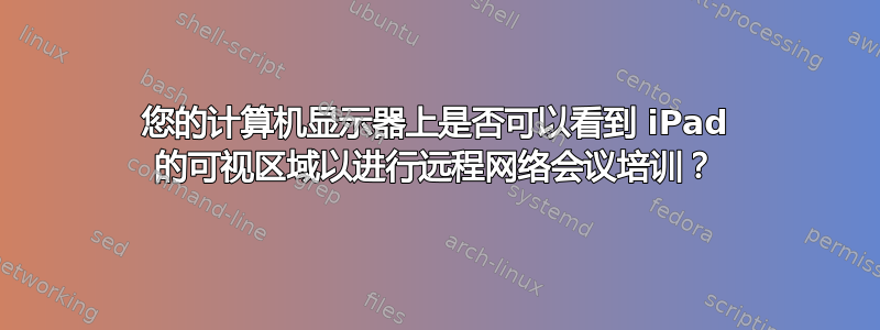 您的计算机显示器上是否可以看到 iPad 的可视区域以进行远程网络会议培训？