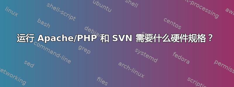 运行 Apache/PHP 和 SVN 需要什么硬件规格？