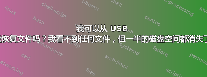 我可以从 USB 硬盘恢复文件吗？我看不到任何文件，但一半的磁盘空间都消失了。