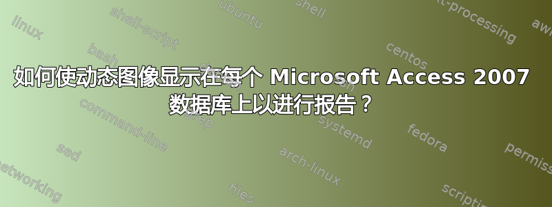 如何使动态图像显示在每个 Microsoft Access 2007 数据库上以进行报告？