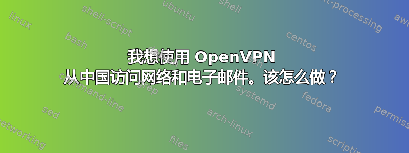 我想使用 OpenVPN 从中国访问网络和电子邮件。该怎么做？