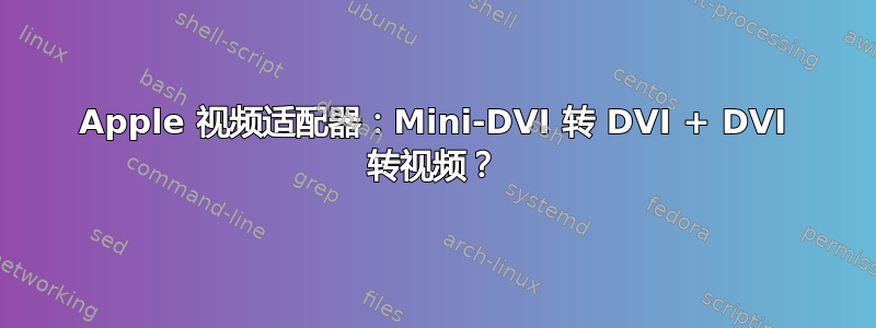 Apple 视频适配器：Mini-DVI 转 DVI + DVI 转视频？