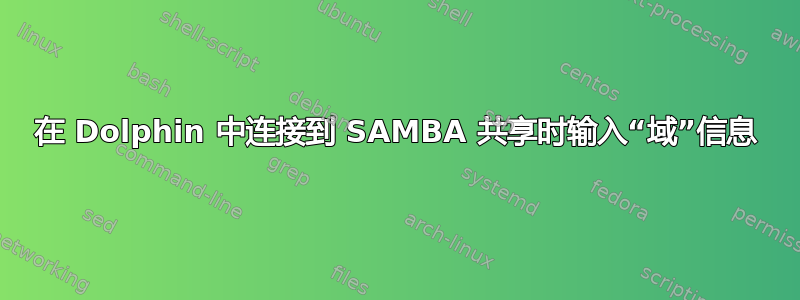 在 Dolphin 中连接到 SAMBA 共享时输入“域”信息