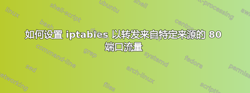 如何设置 iptables 以转发来自特定来源的 80 端口流量