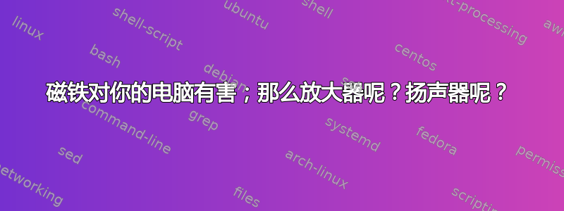 磁铁对你的电脑有害；那么放大器呢？扬声器呢？