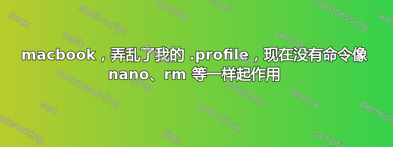 macbook，弄乱了我的 .profile，现在没有命令像 nano、rm 等一样起作用