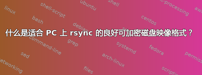 什么是适合 PC 上 rsync 的良好可加密磁盘映像格式？