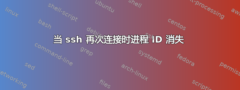 当 ssh 再次连接时进程 ID 消失