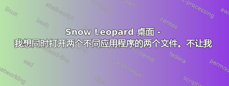 Snow Leopard 桌面 - 我想同时打开两个不同应用程序的两个文件。不让我