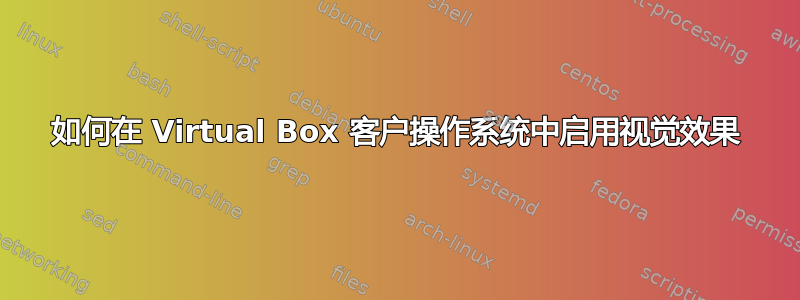 如何在 Virtual Box 客户操作系统中启用视觉效果