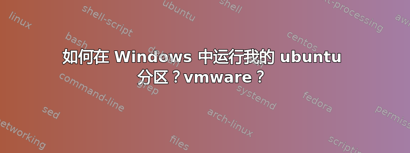 如何在 Windows 中运行我的 ubuntu 分区？vmware？