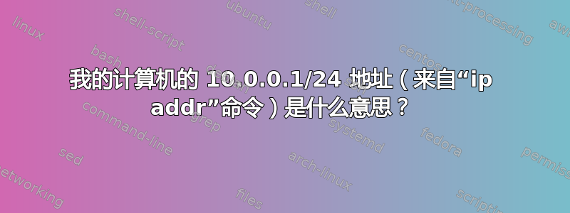 我的计算机的 10.0.0.1/24 地址（来自“ip addr”命令）是什么意思？