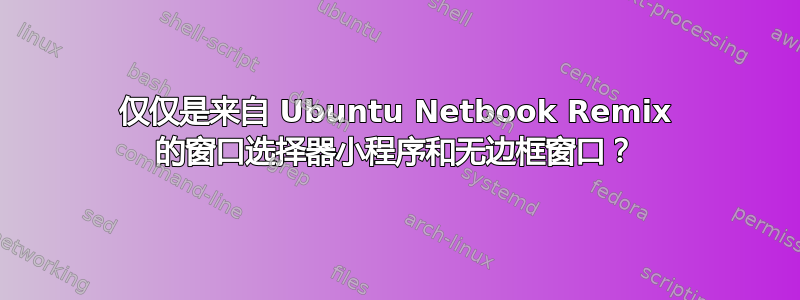 仅仅是来自 Ubuntu Netbook Remix 的窗口选择器小程序和无边框窗口？