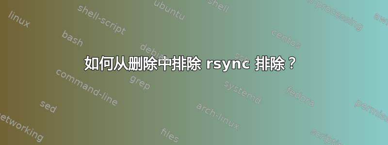 如何从删除中排除 rsync 排除？