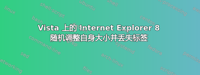 Vista 上的 Internet Explorer 8 随机调整自身大小并丢失标签