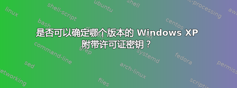 是否可以确定哪个版本的 Windows XP 附带许可证密钥？