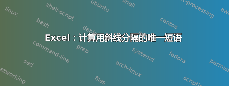 Excel：计算用斜线分隔的唯一短语