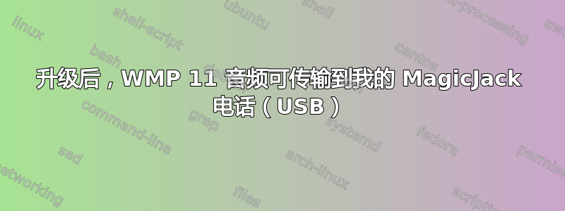 升级后，WMP 11 音频可传输到我的 MagicJack 电话（USB）