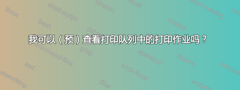 我可以（预）查看打印队列中的打印作业吗？