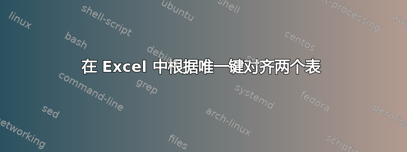 在 Excel 中根据唯一键对齐两个表