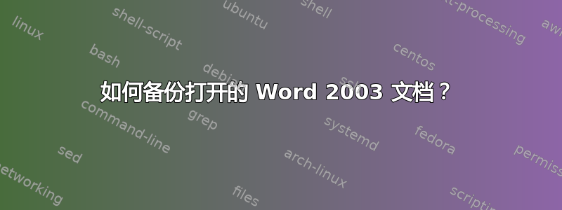 如何备份打开的 Word 2003 文档？