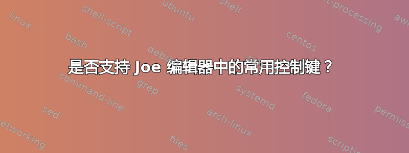 是否支持 Joe 编辑器中的常用控制键？