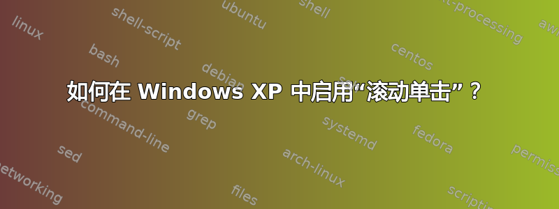 如何在 Windows XP 中启用“滚动单击”？