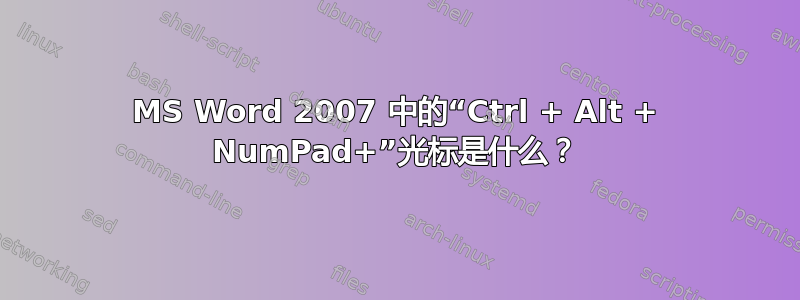 MS Word 2007 中的“Ctrl + Alt + NumPad+”光标是什么？