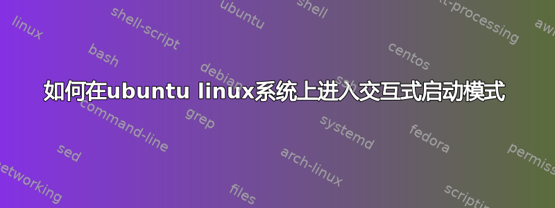 如何在ubuntu linux系统上进入交互式启动模式