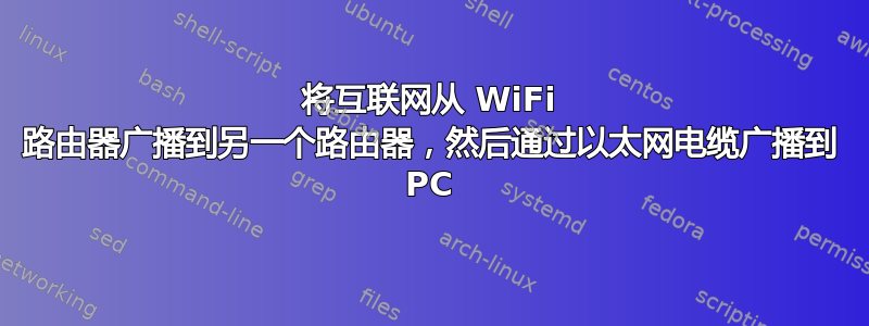 将互联网从 WiFi 路由器广播到另一个路由器，然后通过以太网电缆广播到 PC