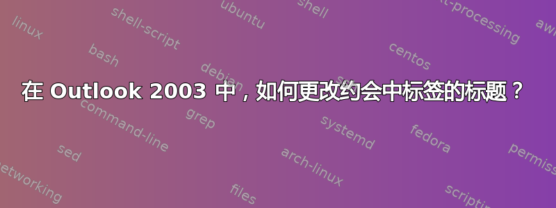 在 Outlook 2003 中，如何更改约会中标签的标题？