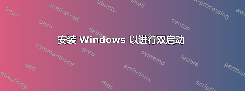 安装 Windows 以进行双启动