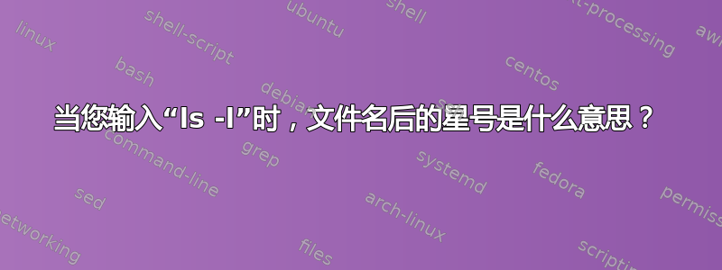 当您输入“ls -l”时，文件名后的星号是什么意思？