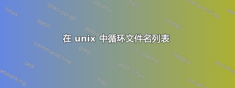 在 unix 中循环文件名列表